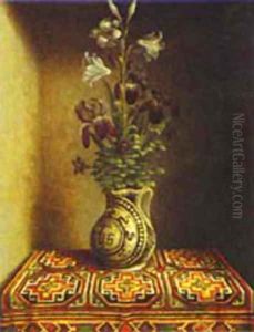 Still Life With A Jug With Flowers The Reverse Side Of The Portrait Of A Praying Man 1480-1485 by (manner of) Memling, Hans