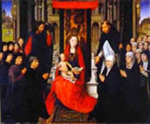 The Virgin And Child Between St James And St Dominic Presenting The Donors And Their Families Known As The Virgin Of Jacques Floreins by (manner of) Memling, Hans
