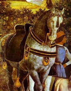 Marquess Ludovico Greeting His Son Cardinal Francesco Gonzaga Detail 4 1465-74 by Andrea Mantegna