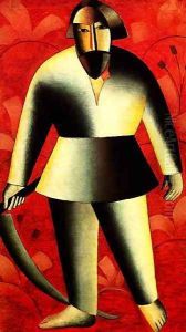The reaper on red by Kazimir Severinovich Malevich