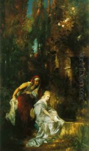 Schneewittchen erhält den Giftkamm (Snow White Receives the Poisoned Comb) by Hans Makart