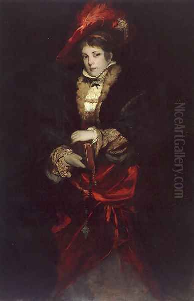 Portrait Of A Lady With Red Plumed Hat - view 1