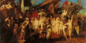 Der Einzug Karls V. in Antwerpen (Entwurf) (The Entry of Charles V. into Antwerp (Sketch)) by Hans Makart
