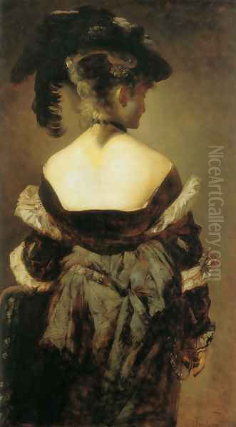Dame mit Federhut in Rückenansicht (Lady with Feather Hat from Behind) - view 1