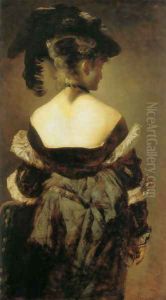 Dame mit Federhut in Rückenansicht (Lady with Feather Hat from Behind) by Hans Makart