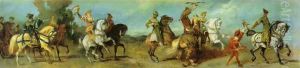 Der Jubiläumszug: Die Falkenjagd (The Anniversary Parade: The Falcon Hunt) by Hans Makart