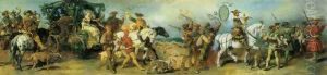 Der Jubiläumszug: Jagdgruppe mit Beutewagen (The Anniversary Parade: Hunting Party with Treasure Wagon) by Hans Makart