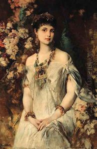 Frauenportrat in agpytischem Kostam by Hans Makart