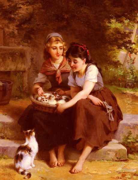 Deux Filles Avec Un Panier De Chatons (Two Girls With A Basket Of Kittens) - view 1