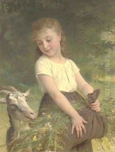 Gathering wild flowers by Emile Munier