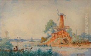 Les Moulins Au Bord De La Riviere by Ch. Theodore, Bey Frere