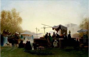 Scene De Marche Au Caire by Ch. Theodore, Bey Frere