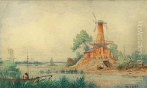 Moulins Au Bord De La Riviere. by Ch. Theodore, Bey Frere