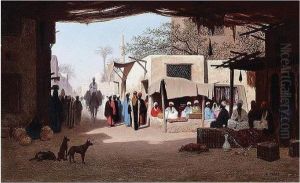 A Market In Cairo by Ch. Theodore, Bey Frere