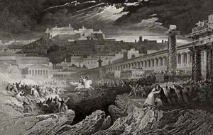 Marcus Curtius riding into the chasm