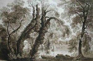 View of the Temple Fountain from the opposite side Sezincote by John Martin