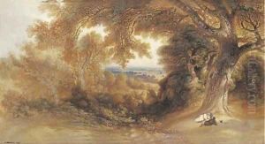 View in Richmond Park, near Pembroke Lodge, London by John Martin