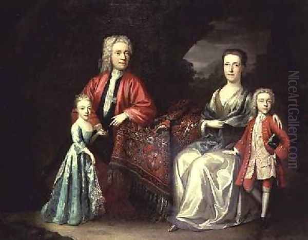 Family portrait of a man his wife their son and daughter - view 1