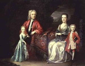 Family portrait of a man his wife their son and daughter
