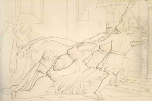 Elgiva seized by order of Odo, Archbishop of Canterbury by Sir John Everett Millais