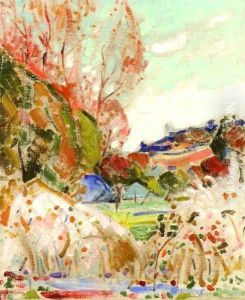 Landscape in Green and Pink Date unknown by Alfred Henry Maurer