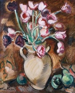Vase De Tulipes Roses by Emile-Othon Friesz