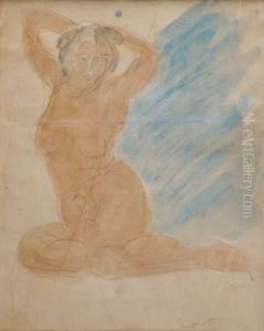 Bayadere Assise Les Mains Derriere La Tete by Emile-Othon Friesz