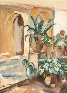 Potted Plants In An Interior Courtyard by Emile-Othon Friesz