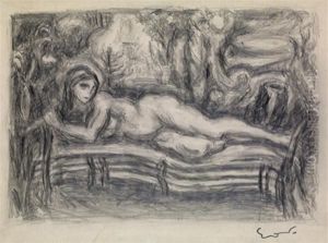 Nu Alonge Dans Un Paysage by Emile-Othon Friesz
