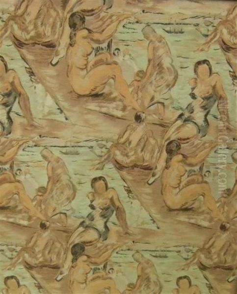 Tissu Imprime A Decor De Baigneuses - view 1