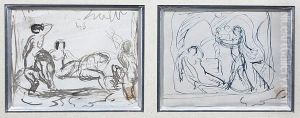 Female Nudes In A Clearing; Nude Study by Emile-Othon Friesz