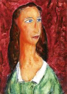 Woman in a Green Dress with White Collar Date unknown