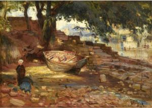 Paysage Aux Deux Paysages Et A La Barque by Emile-Othon Friesz