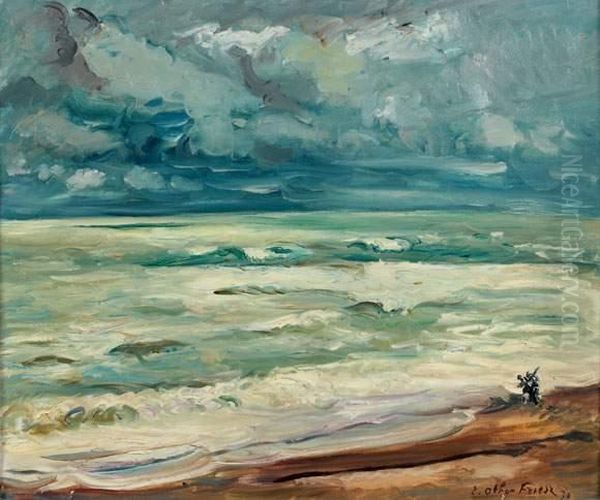 Promeneurs Sur La Plage <la Mer Normande> - view 1