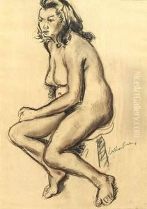 Modele Nue Au Tabouret.