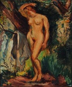 Femme Nue Debout Dans Un Paysage by Emile-Othon Friesz