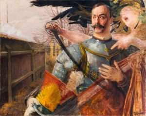 Portrait of Wojciech Kossak with Bellona by Jacek Malczewski