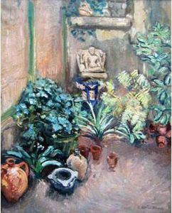 Plantes Vertes Et Boudha Sur La Terrasse,1930 by Emile-Othon Friesz