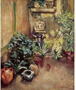 Plantes Vertes Et Bouddha Sur La Terrasse, Circa 1930.