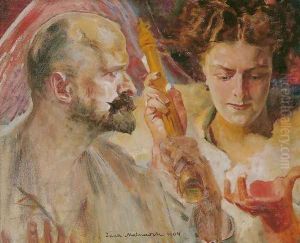 Self-Portrait with Muse Holding Sceptre and Orb by Jacek Malczewski
