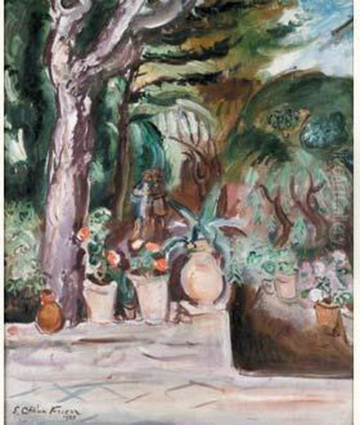 Deux Fillettes Dans Un Jardin - view 1