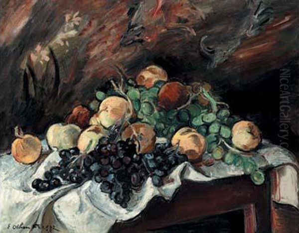 Peches Et Raisins Sur Une Table - view 1
