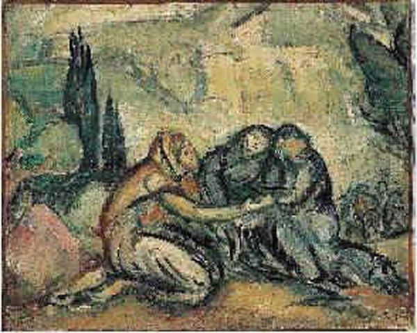 Huile Sur Toile Signee Du Monogramme En Bas A Droite. - view 1
