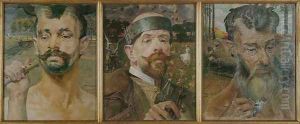 Self-Portrait with Fauns. Triptych by Jacek Malczewski