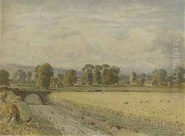 A Field Of Wheat With A Village Beyond - view 1