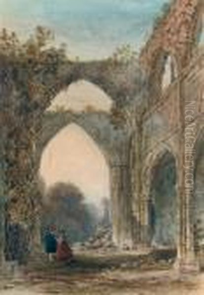 Meeting At Dusk In A Ruined Abbey - view 1