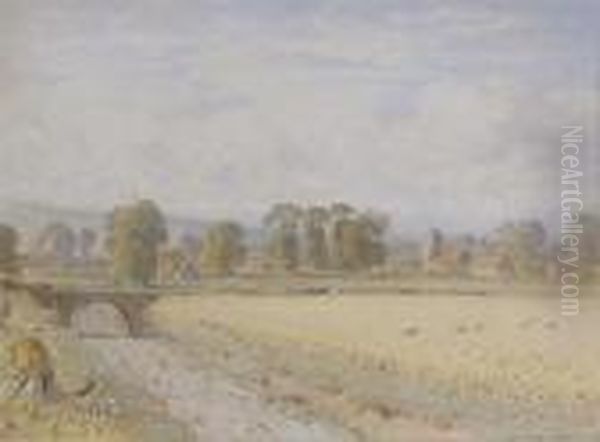 Pastoral Scene With Cornfield And Church Beyond - view 1