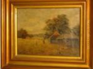 Farmstead With Figures by George Arthur Fripp