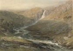 The Highlands: Red Deer Coming Down Off The Hill To Water by George Arthur Fripp