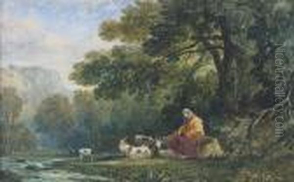 A Shepherdess And Goats In A Landscape - view 1